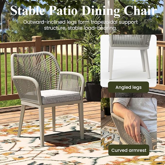 LayinSun Outdoor Dining Set for 12, 13 Pieces Patio Furniture Sets with Aluminum Dining Table and Rope Weave Chairs
