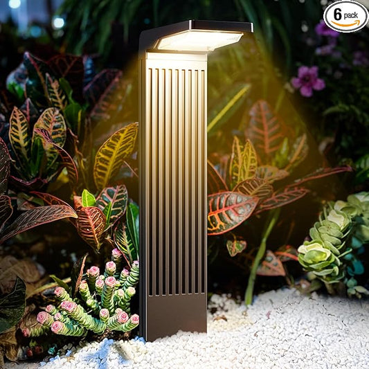 COXSENI Solar Pathway Lights Outdoor Warm/Cool White, 6Pack | 60LED, L Shape, IP65 Waterproof, Solar Powered Landscape Lights Outside for Path Driveway Lawn Patio Garden Yard