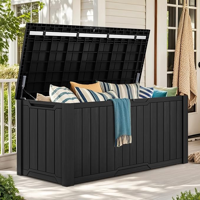 YITAHOME XXL 230 Gallon Large Outdoor Storage Deck Box for Patio Furniture, Outdoor Cushions, Garden Tools and Sports/Pools Equipment, Weather Resistant Resin, Lockable (Black)