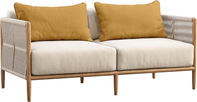Indoor/Outdoor Polyester Fabric Lumbar Pillow Cover, All-Weather Waterproof Rectangular Cushion Case for Patio Furniture, 12 x 20 Set of 2 -Beige