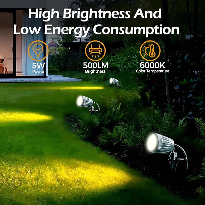 Christmas Spot Lights Outdoor 2 Pack, 120V Plug-in with Timer Remote Control, IP67 Waterproof 6000K Landscape Lighting, 5 Color Lenses (Red, Yellow, Green, Blue, Purple) Yard Decorative Lights