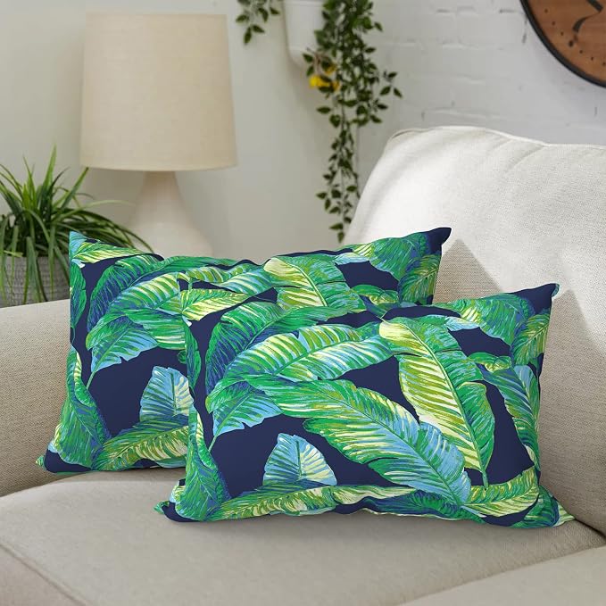 DYTXIII Pack of 2 Waterproof Outdoor Lumbar Pillow with Inserts, 12x20 in Rectangle Decorative Patio Throw Pillow for Home, Sofa,Bench and Patio Furniture, Hanalei Lagoon