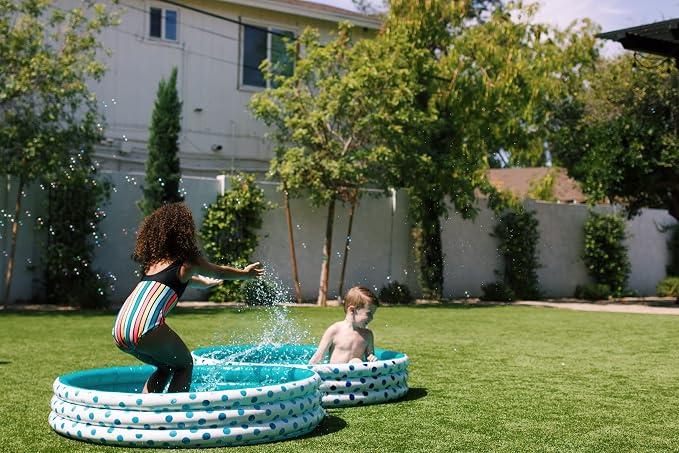 Coconut Float Rae Dunn x CocoNut Float Indigo Polka Dot Mini Round Inflatable Splash Pool for Kids - Here Comes The Sun Theme - Great for Backyard, Summer Parties & Swim Events