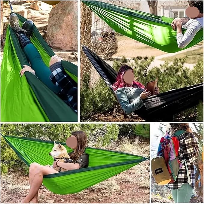 Hammocks, Double Portable Hammock for Camping Lightweight Nylon Parachute for Backpacking Travel Beach Backyard Patio Hiking Amaca,for Outside(Orange)
