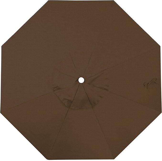 California Umbrella 9' Round Aluminum/Fiberglass Umbrella, Push Open, White Pole, Olefin Teak Fabric