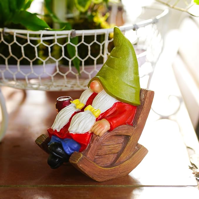 Drinking Coffee Faceless Garden Female Gnome Statue Decoration 6.5" Figurine Ornament for Indoor Outdoor Home Patio Yard Lawn