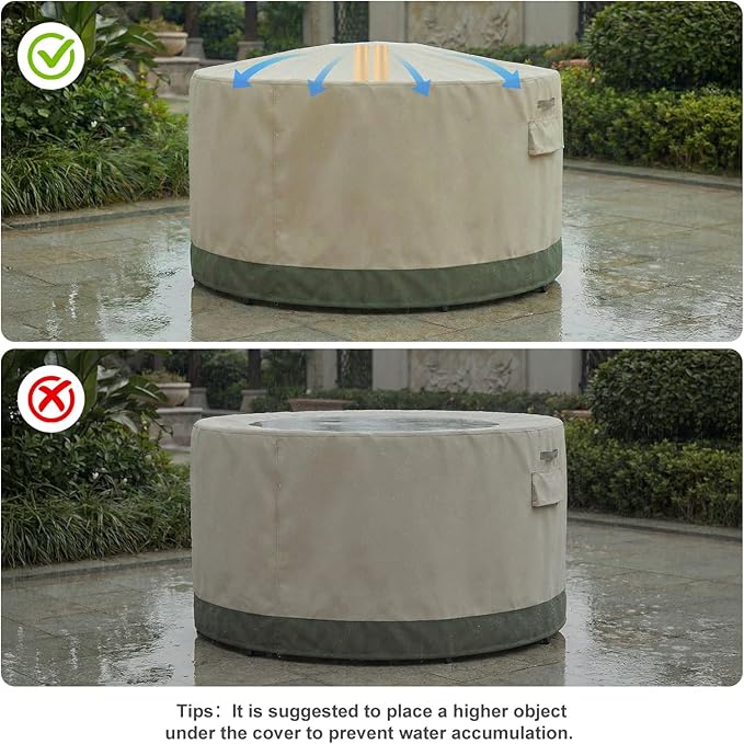 BPS Waterproof Patio Table and Chairs Cover, 600D Anti-UV Outdoor Dining Furniture Set Cover with Air Vent and Storage for Patio Round Sectional Set, 108''Dia x 32''H