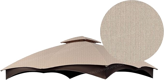 APEX GARDEN Replacement Canopy Top for the Lowe's Gazebo Model #GF-12S004B-1 / GF-12S004BTO (Beige Ripstop Fabric)