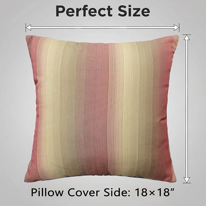 JMGBird Outdoor Pillows Set of 2 with Inserts - 18x18 Weather-Resistant Throw Pillows for Patio Furniture, Dark Red Striped Decorative Cushions