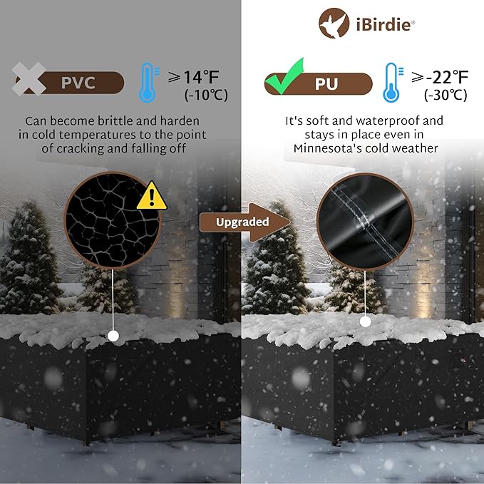 iBirdie Outdoor Patio Furniture Set Covers 128 x 84 inch Waterproof Weatherproof Rectangular Cover, Heavy Duty 600D for Outside Dining Table and Chairs fit 127 x 83, 126 x 82