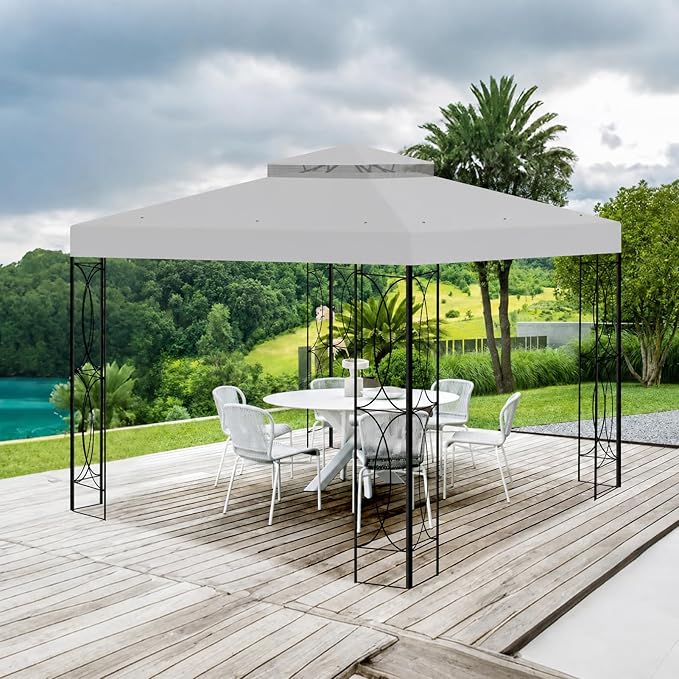 8'x8' Gazebo Cover Replacement Canoy Top Compatible with Canadian Tire Living Crawford, Fit for RONA 8x8 Gazebo #088-1067-8 (Gray)