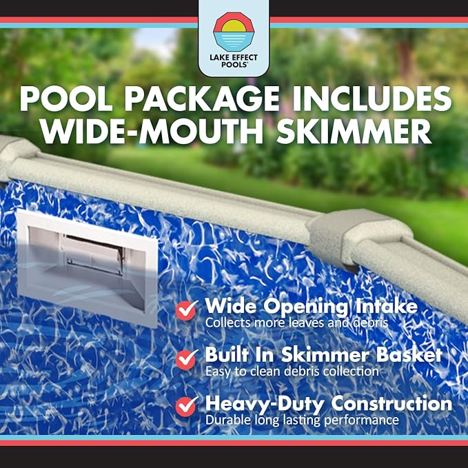 Lake Effect Pools 'Antigua' 12 ft x 24 ft Oval Above Ground Swimming Pool | 52 Inch Steel Sided Walls | Kit Includes: 25 Gauge Overlap Liner & Widemouth Skimmer