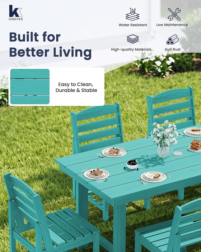 KINGYES Patio Armless Dinning Chairs Set of 2, HDPE All-Weather Outdoor Patio Chairs for Garden Backyard, Aruba