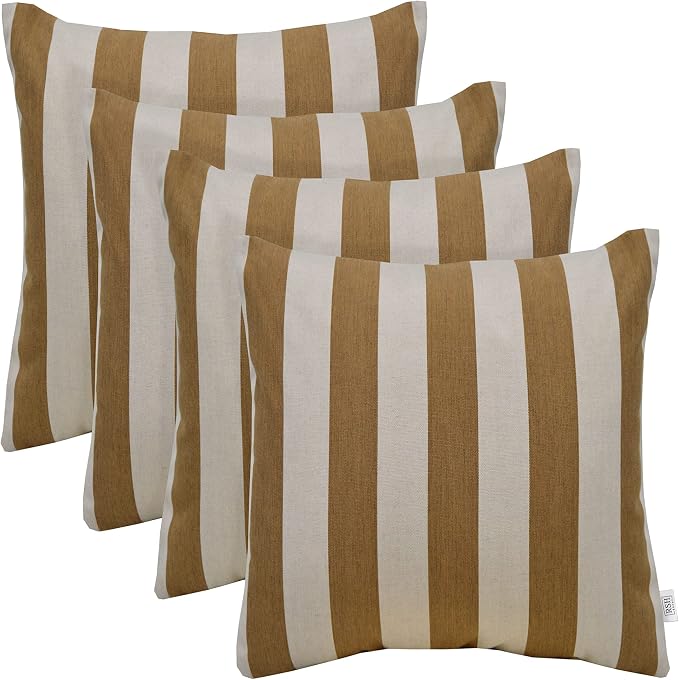 RSH DECOR: Sunbrella Square Throw Pillows Set of 4 | 20" x 20" | Water and Fade-Resistant Performance Fabric | Outdoor Pillow Covers with Down-Alternative Inserts | Maxim Heather Beige