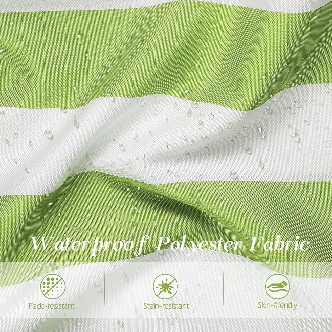 Lewondr Outdoor Throw Pillow Covers, Square Stripe Waterproof Throw Pillow Cases for Outdoor Patio Porch Farmhouse Garden Balcony Couch, 18"x18"(45x45cm)/12"x20"(30x50cm), Green + White