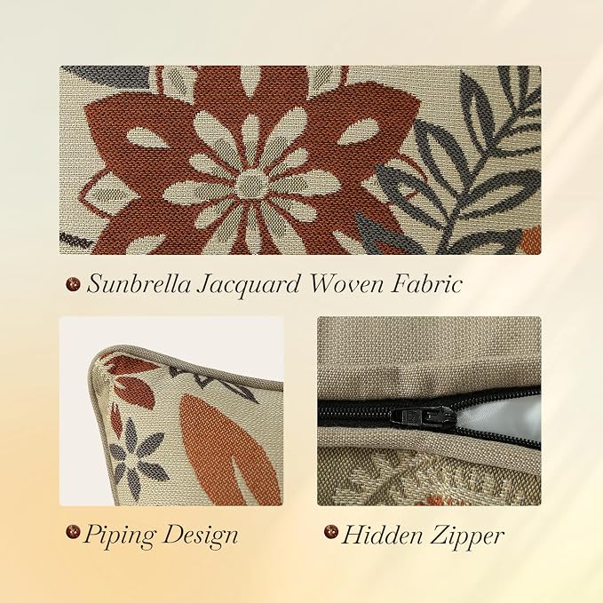 Outdoor Sunbrella Decorative Pillows Pack of 4, 18" x 18" Outdoor Pillow Set for Couch Bed Throw Patio Sofa, Airies Marble