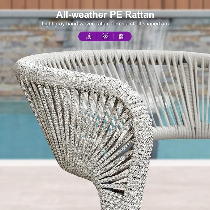 PURPLE LEAF 9 Pieces Outdoor Dining Set Patio Table and Chairs Set Aluminum Wicker Rattan Patio Furniture Set for Lawn Garden Porch Beige Marble Color Outdoor Set