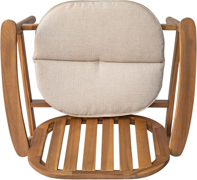 Christopher Knight Home Meja Acacia Wood Outdoor Dining Set for 6, Wooden 7 Piece Patio Dining Table Set, Wooden Outdoor Dining Armchair and Table Set with Cushion, Patio Furniture Set, Teak+Beige