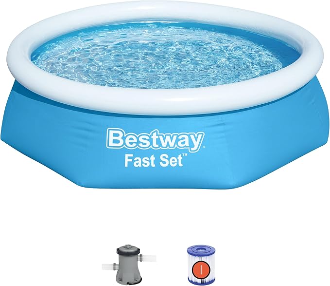 Bestway Fast Set Round Inflatable Pool Kit (8' x 24") | Includes 330gal Filter Pump