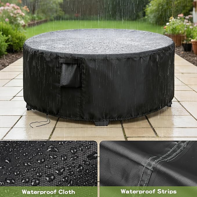 Patio Furniture Covers Round, 36 Inch Outdoor Dinner Table Cover Waterproof, Round Patio Coffee Table Cover for All Weather Resistant - 36 x 18 Inch