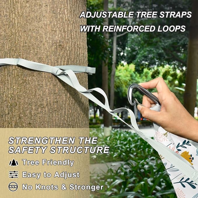 Camping Hammock Outdoor Hammocks for Outside Fresh Flower Beach Trees Portable Lightweight with Pockets Tree Straps Indoor