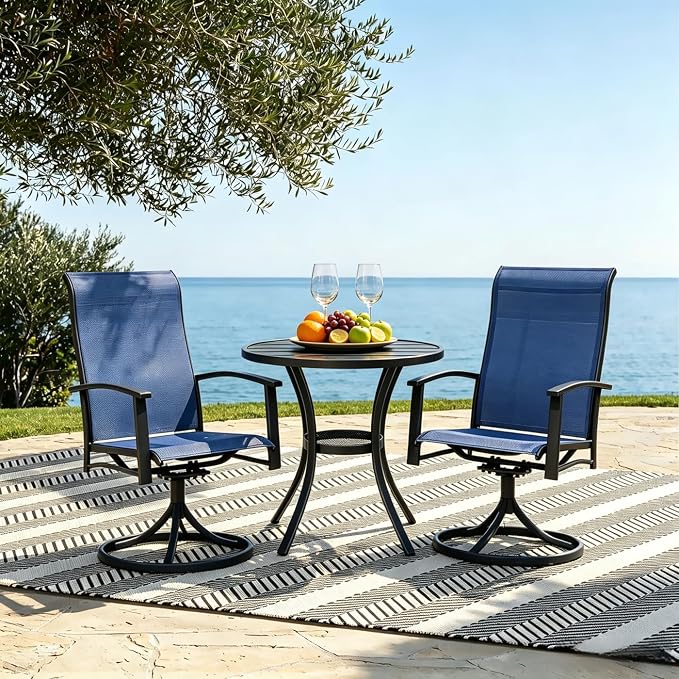Outdoor Swivel Rocker Dining Chair Set of 6, All Weather Patio Dining Chair with Textilene High Back and Metal Frame, Backyard, Lawn Garden and Deck Porch Patio Furniture Set