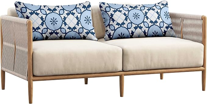 Indoor/Outdoor Polyester Fabric Lumbar Pillow Cover, All-Weather Waterproof Rectangular Cushion Case for Patio Furniture, 16 x 24 Set of 2 - Mandala-54