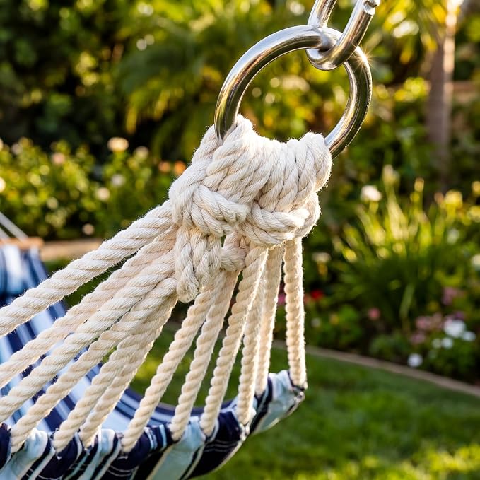 Hammock with Spreader Bar, Pillow & Chains, 450 lbs Capacity, Weather Resistant, for Patio, Backyard, Beach, Outdoor