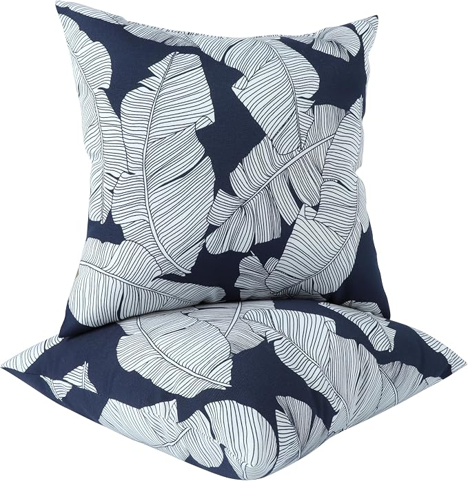 2 Pack Outdoor Throw Pillows, 18x18 Decorative Pillows with Insert, Waterproof Patio Cushions for Garden, Porch, Poolside, Soft Outdoor Pillows Decorative Pillow Covers for Indoor Outdoor