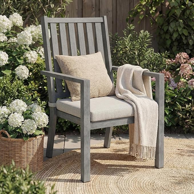 RoyalCraft Aluminum Outdoor Patio Chairs Set of 4, Outdoor Chairs with Waterproof Cushions, Outdoor Dining Chairs with Armrests, Metal Patio Furniture Set for Porch, Balcony, Deck, Backyard, Grey