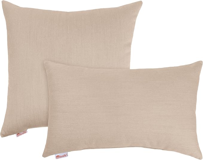 Austin Horn Classics Sunbrella Knife Edge & Filled Pillow - Set of 2, One 20" and One 13"x20" Sand