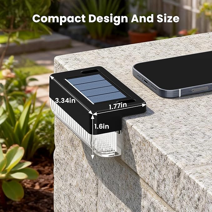 Solar Deck Lights Outdoor 16 Packs, Solar Powered LED Step Lights Waterproof Outdoor for Deck, Step, Fence, Wall, Patio, Yard, Pool, Pathway and Stairs (Warm White)