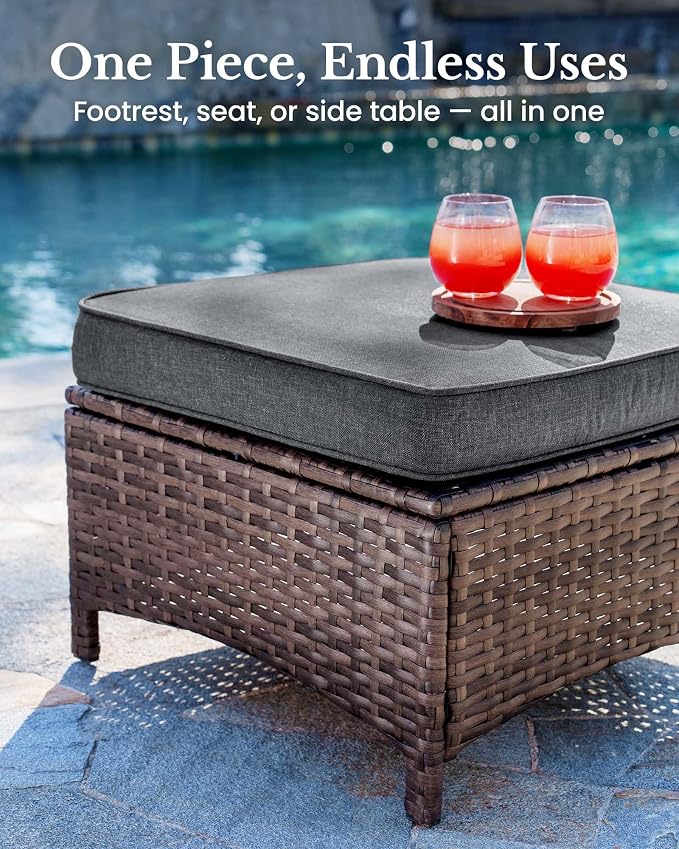 HILLGA 11-Piece Luxury Patio Furniture Set with 6" Thick Cushions, Weather-Resistant Wicker High Back Swivel Rocker Chairs, Senior-Friendly Outdoor Sofa Set for Large Deck, Yard and Poolside, Gray(V2)