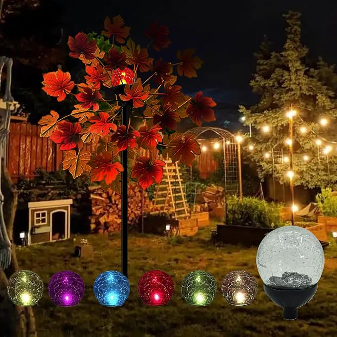 Solar Light Parts - Garden Wind Spinners - Multi-Color Glass Ball Solar Powered Wind Spinner Replacement Parts
