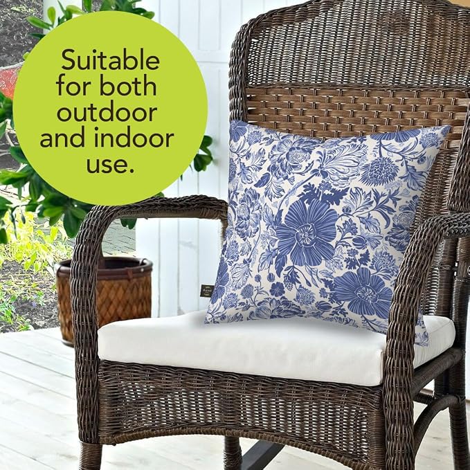 Briarwood Lane Everday Indoor/Outdoor Pillow 17x17 Blue and White Floral for Everday Pillow
