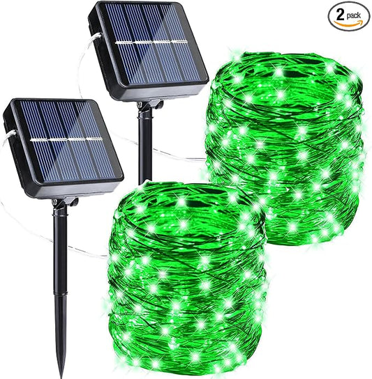 Joomer Solar Fairy Lights, 2-Pack Total 80FT 240LED String Lights, Green | Silver Wire, Solar String Light Waterproof 8 Lighting Modes for Patio Fence Party Garden Yard Home Outdoor Decoration
