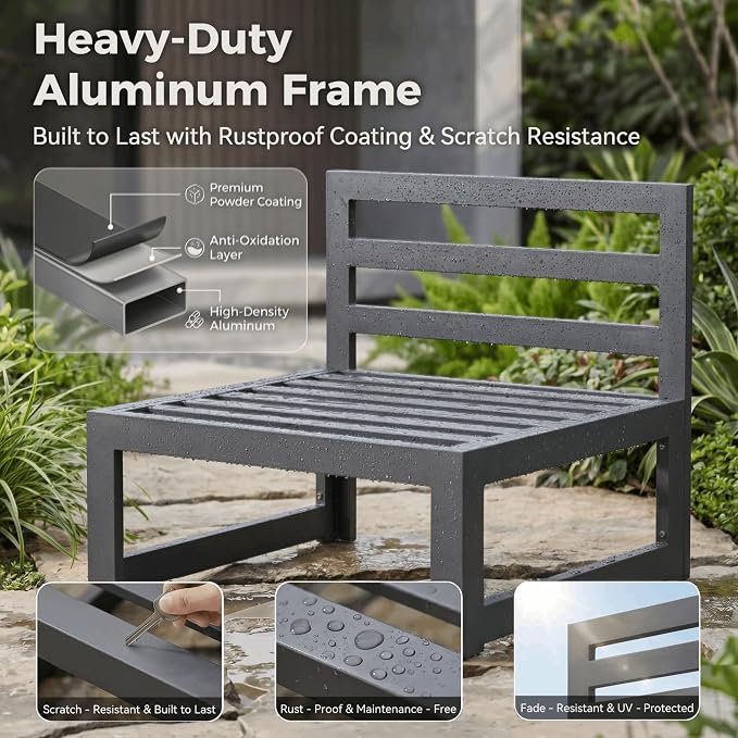 NICESOUL 9 Pcs Modern Aluminum Outdoor Patio Furniture Set with Fire Pit Table Propane/Gas, 29" Wide Deep Seat, Fade Resistant Large Sectional Sofa, 500 lbs Heavy Duty Backyard Conversation Set, Red