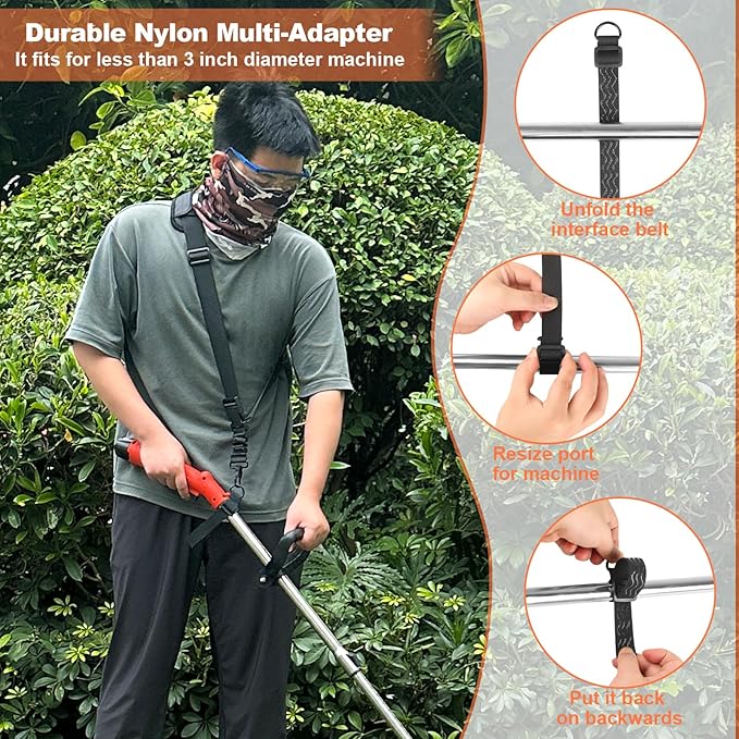 FIEIL Weed Trimmer Shoulder Strap, Trimmer Strap for Neoprene Thick Padded Wrap, Easy to Remove, Brush Cutter Harness Compatible with String Trimmer, Leaf Blower & Snow Blowers (Supple)