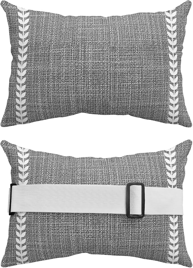 Vertical Stripes Outdoor Lumbar Pillows 12x20 Set of 2, Modern Rustic Simple Lines Art Black Gray Waterproof Throw Pillow Covers with Insert, Decorative Support Pillows for Lounge, Chaise