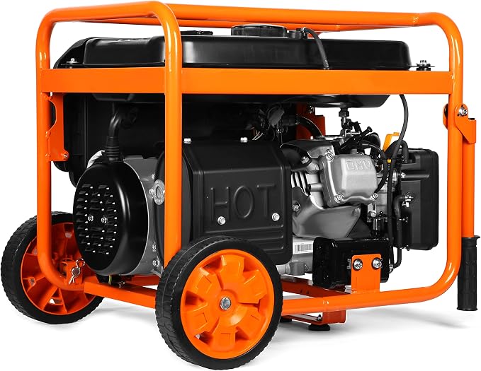 WEN DF623X 6250-Watt 120-Volt/240-Volt Dual Fuel Electric Start Portable Generator with Wheel Kit and CO Shutdown Sensor, Black