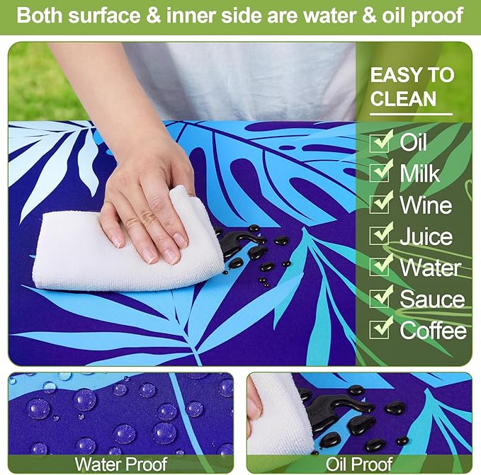 Play Tailor Picnic Table Cover with Bench Covers Camping Essentials Waterproof Windproof Camping Tablecloth with Drawstring Bag, Fitted Rectangle Tables and Seats, 96in, Dark Blue