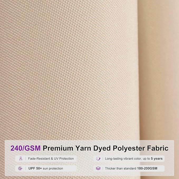 PURPLE LEAF 13 X 13 FT Extra Large Commercial Square Patio Umbrella Maximum Coverage Heavy Duty Wind Resistant Vented Canopy Reinforced Frame for Restaurant Hotel Resort Cafe Outdoor Dining Area Business Use Beige