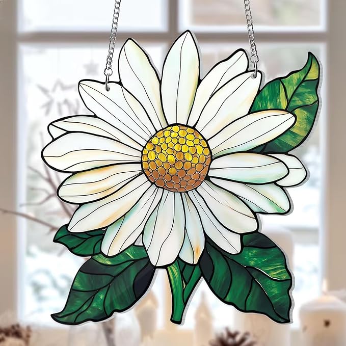 Personalized Birth Month Flower with Name Acrylic Window Hanging Suncatcher - Mother's Day, Birthday Gift for Mom, Grandma, Great Grandma (Birth Flower)