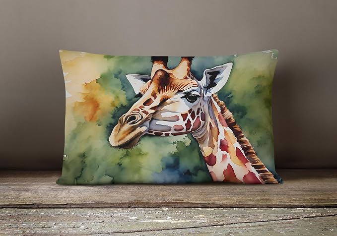Caroline's Treasures DAC2916PW1216 Giraffe Throw Pillow Machine Washable, Indoor Outdoor Decorative Pillow for Couch, Bed or Patio, 12HX16W