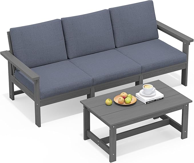 SERWALL HDPE Outdoor Couch with Coffee Table
