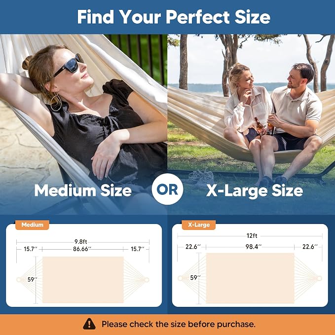 SUNCREAT Hammocks Outdoor Camping Double Hammock, Portable Hammock for Outside, Beige