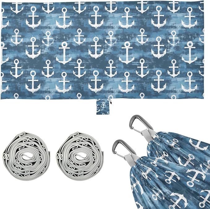 Camping Hammock Outdoor Hammocks for Outside Nautical Seafaring Beach Trees Portable Lightweight with Pockets Tree Straps Indoor Small