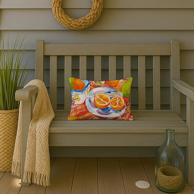 Caroline's Treasures 6035PW1216 Florida Oranges Sliced for Breakfast Canvas Fabric Decorative Pillow Machine Washable, Indoor Outdoor Decorative Pillow for Couch, Bed or Patio, 12HX16W