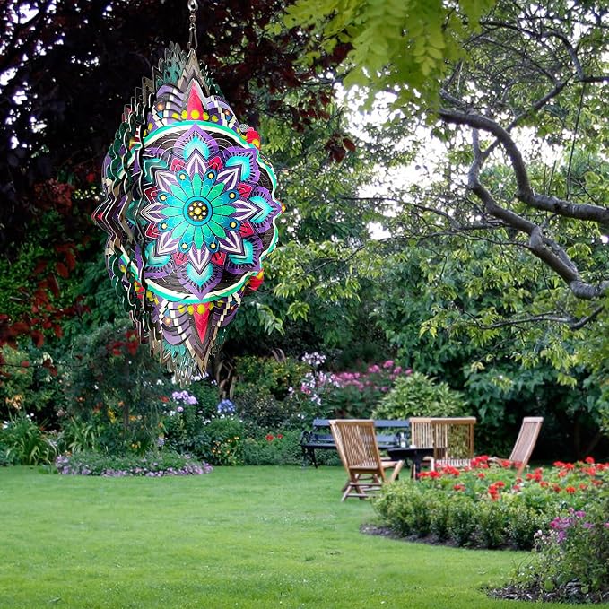 Aoedelyart Hanging Wind Spinners for Yard and Garden Mandala Purple Star,Kinetic Wind Spinners Outdoor Worth Gift Christmas Decorations,12Inch Stainless Steel Wind Spinner for Outdoor&Indoor Decor