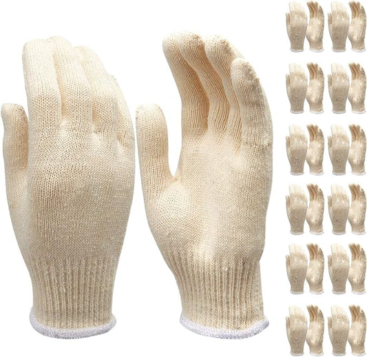 Safety gloves white cotton bbq heat liners grilling work glove men cooking women knitted cotton Pack of 12